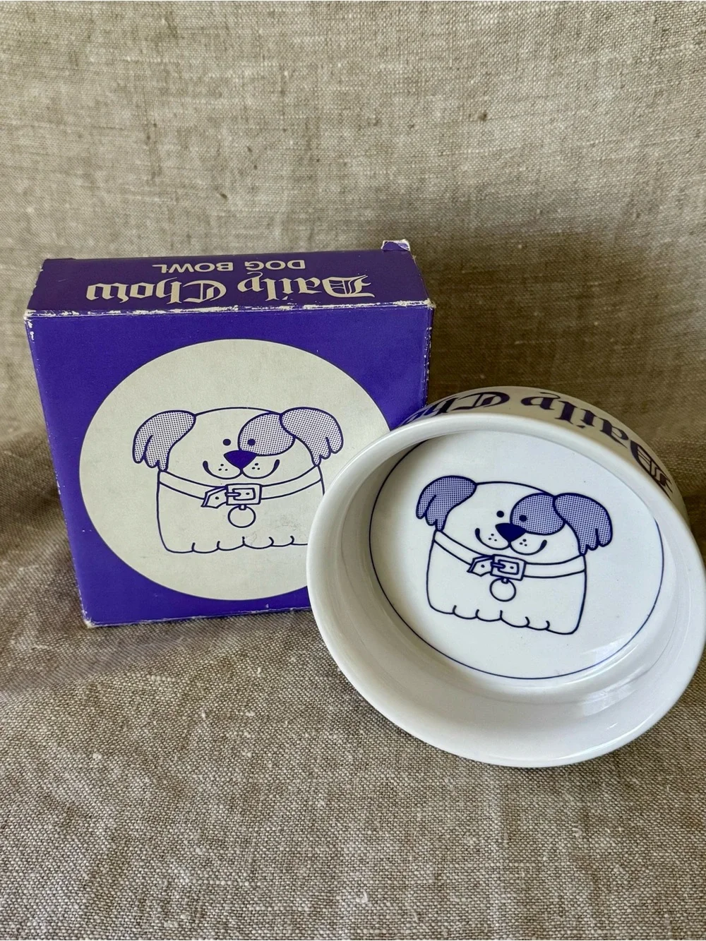 vintage Dakin Daily Chow ceramic dog bowl NIB